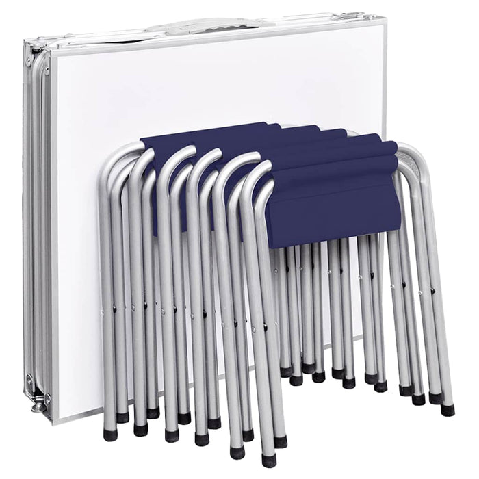 Sammenleggbart campingbordsett med 6 krakker høydejusterbar 180x60 cm