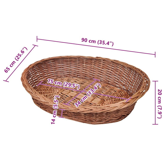 Hundekurv/kjæledyrsseng selje naturlig 90 cm