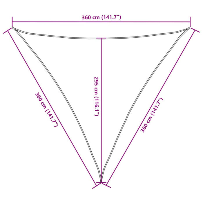 Solseil oxfordstoff trekantet 3,6x3,6x3,6 m kremhvit