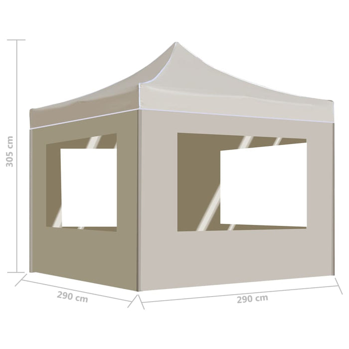 Profesjonelt foldbart festtelt med vegger aluminium 3x3 m krem