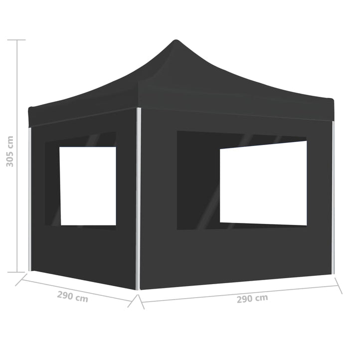 Foldbart festtelt med vegger aluminium 3x3 m antrasitt