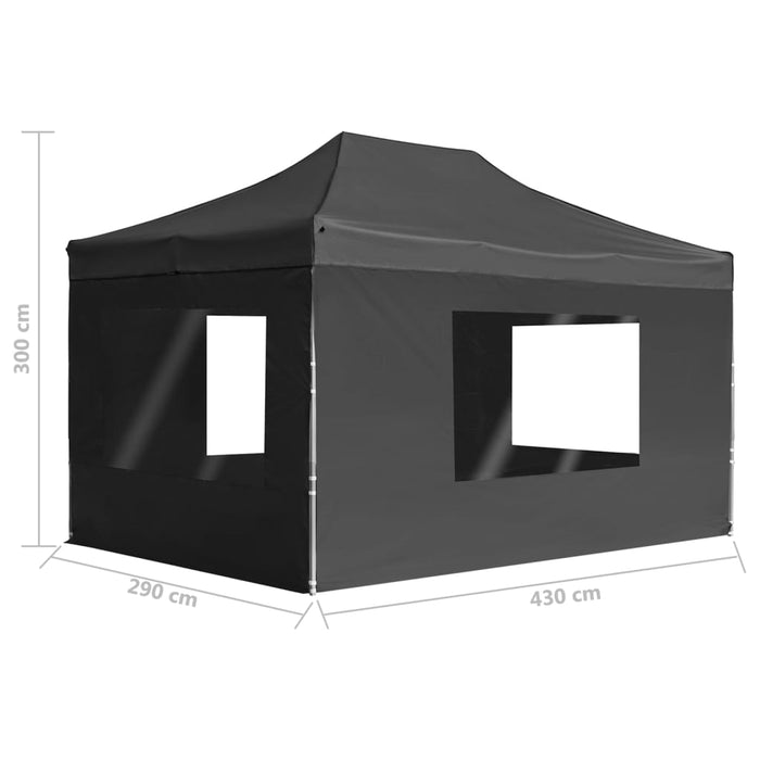 Foldbart festtelt med vegger aluminium 4,5x3 m antrasitt