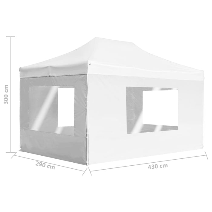 Profesjonelt foldbart festtelt med vegger aluminium 4,5x3m hvit