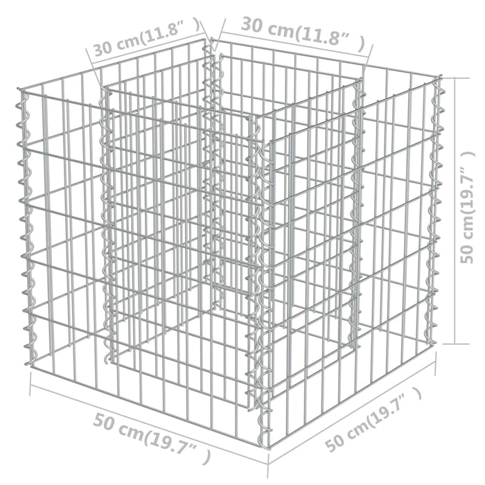 Gabion høybed galvanisert stål 50x50x50 cm