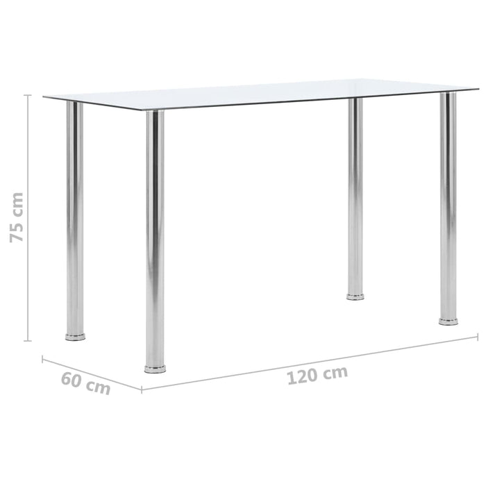 Spisebord gjennomsiktig 120x60x75 cm herdet glass