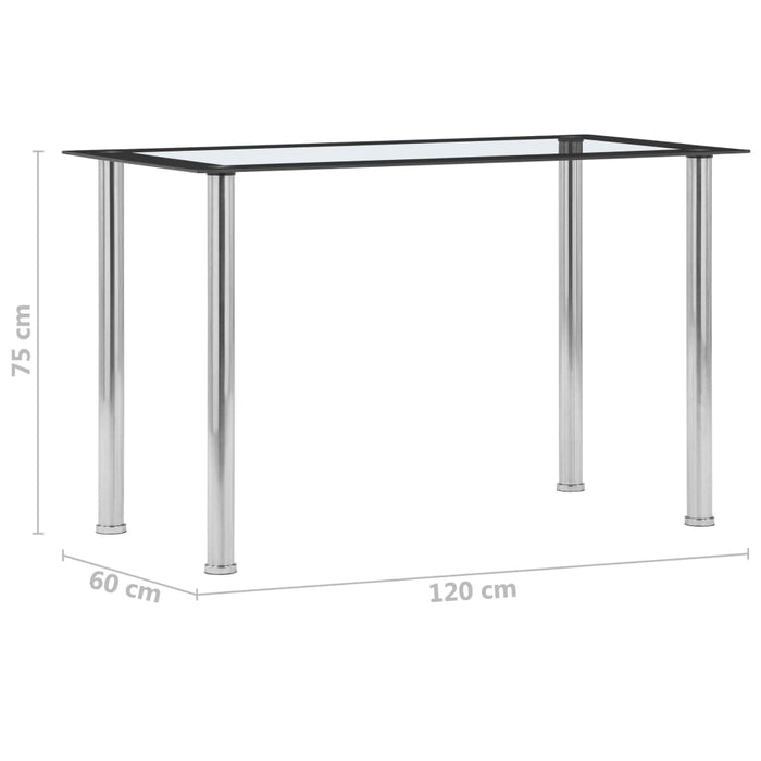 Spisebord svart og gjennomsiktig 120x60x75 cm herdet glass