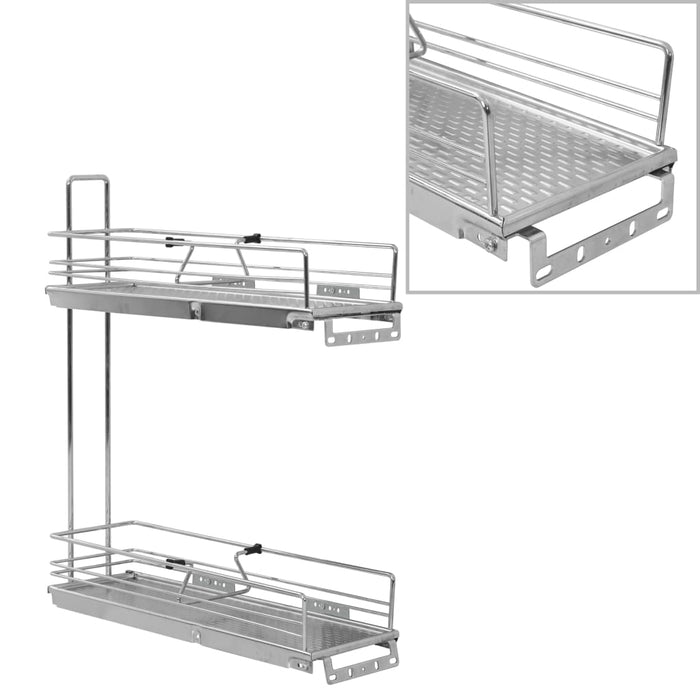 Uttrekkbare kurvskuffer 2 etasjer 47x15x54,5 cm