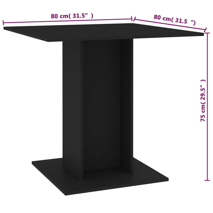 Spisebord svart 80x80x75 cm konstruert tre