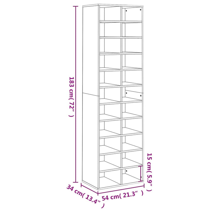 Skoskap sonoma eik 54x34x183 cm sponplate