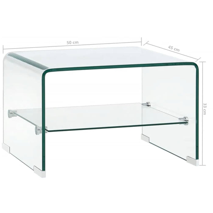 Salongbord klart 50x45x33 cm herdet glass