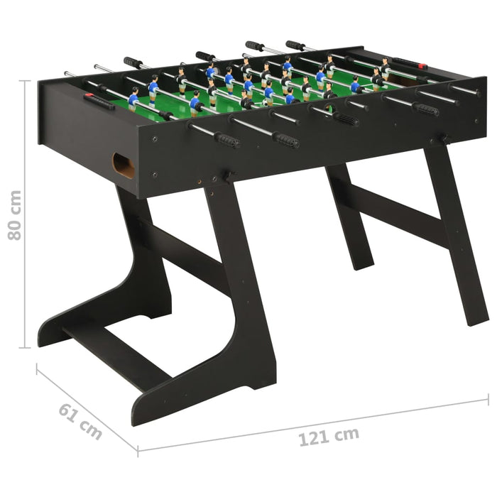 Sammenleggbart fotballbord 121x61x80 cm svart