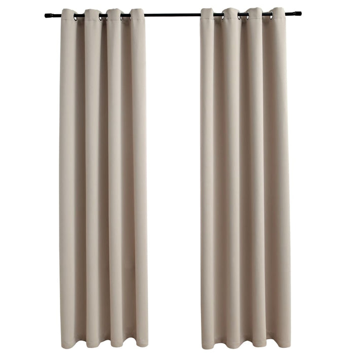 Lystette gardiner med metallringer 2 stk beige 140x175 cm