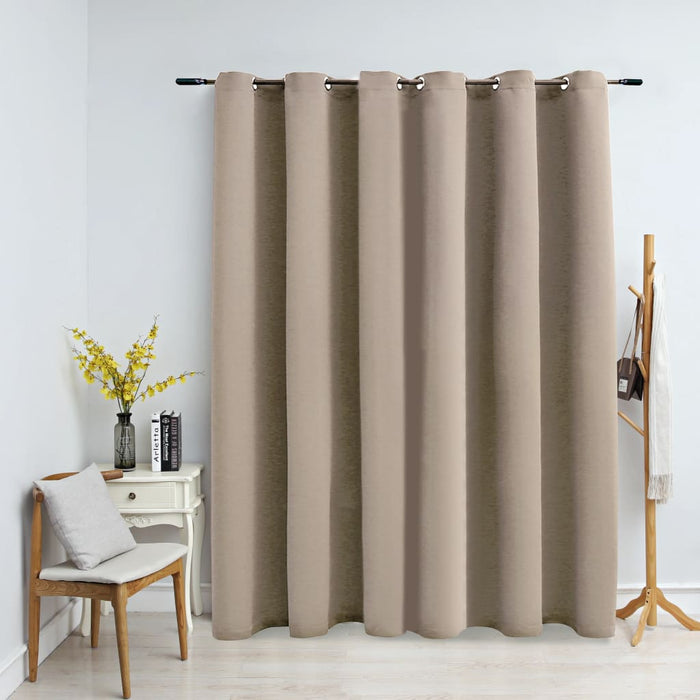 Lystett gardin med metallringer beige 290x245 cm