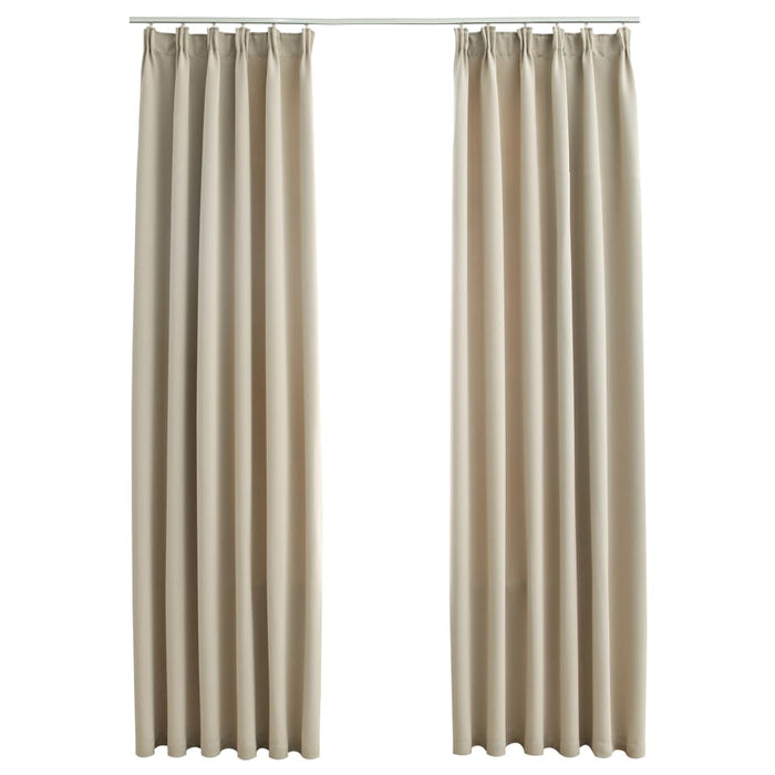 Lystette gardiner med kroker 2 stk beige 140x175 cm