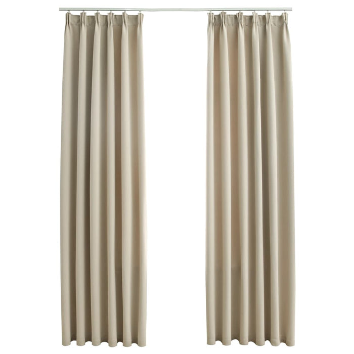 Lystette gardiner med kroker 2 stk beige 140x225 cm