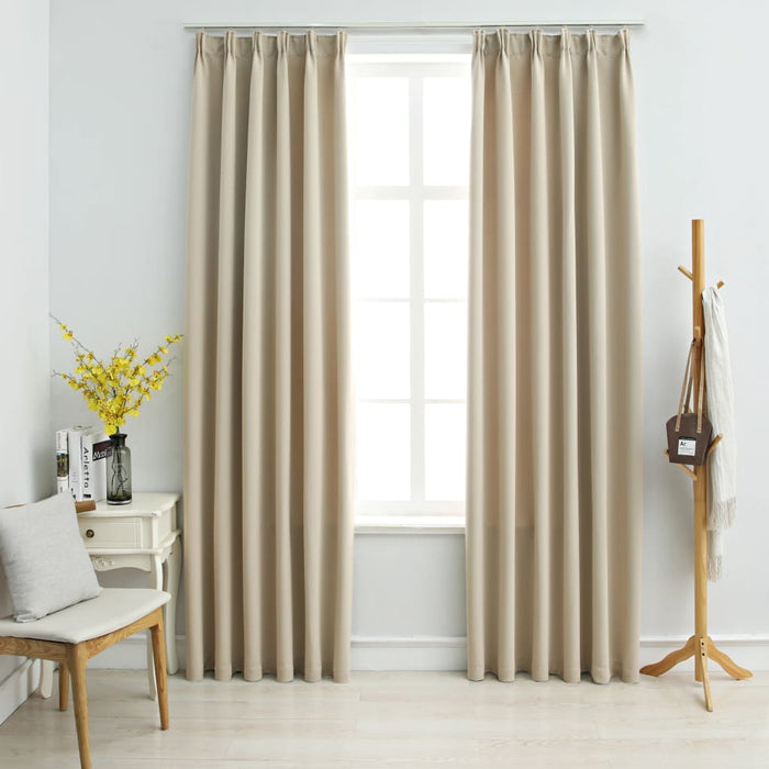 Lystette gardiner med kroker 2 stk beige 140x245 cm