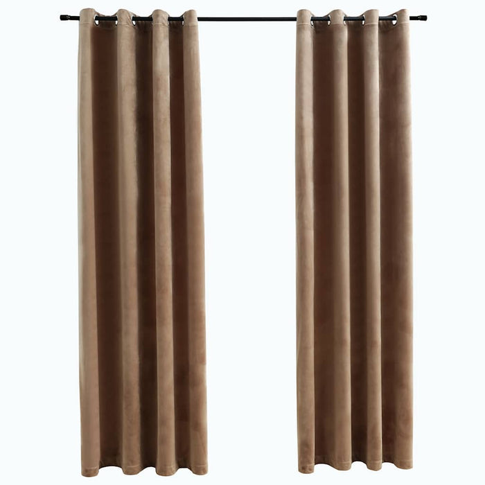 Lystette gardiner med ringer 2 stk fløyel beige 140x175 cm