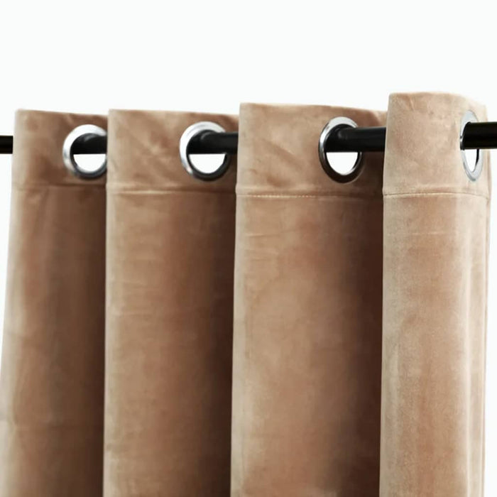 Lystette gardiner med ringer 2 stk fløyel beige 140x225 cm