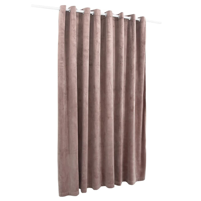 Lystett gardin med metallringer fløyel antikk rosa 290x245 cm