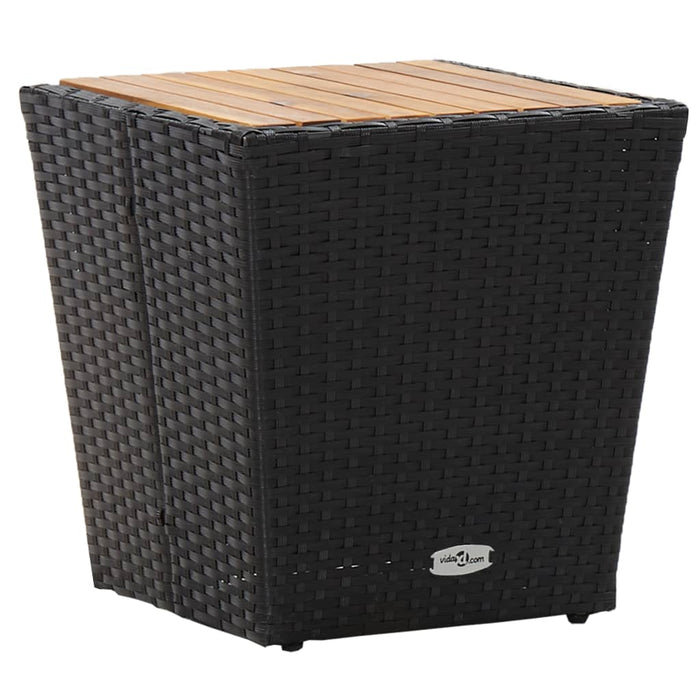 Tebord svart 41,5x41,5x43 cm polyrotting og heltre akasie