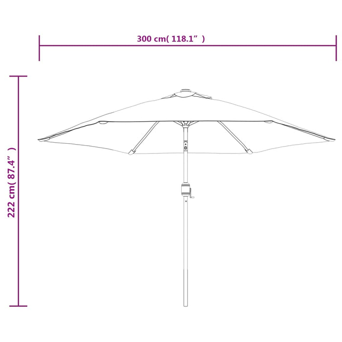 Parasoll med metallstang 300 cm svart