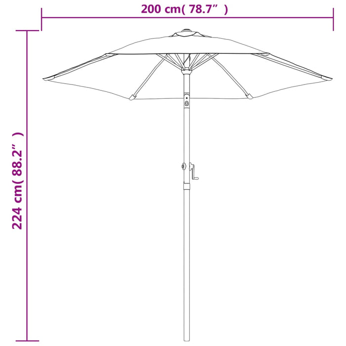 Parasoll sandhvit 200x224 cm aluminium