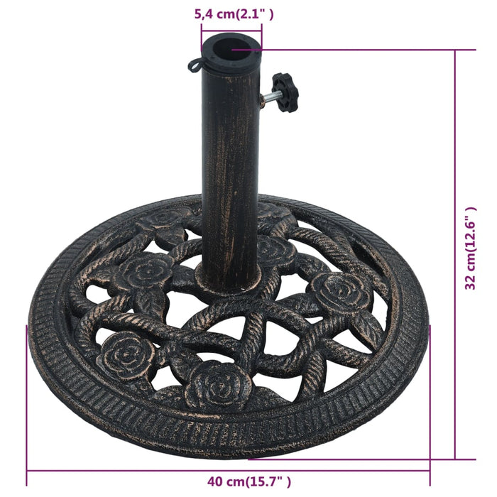 Parasollbase svart og bronse 9 kg 40 cm støpejern