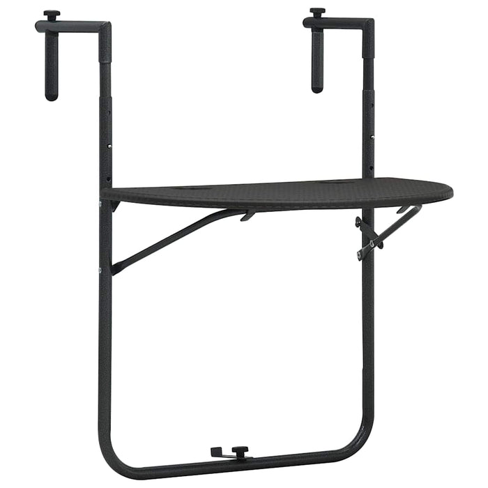 Hengende balkongbord brun 60x64x83,5 cm plast rottingutseende