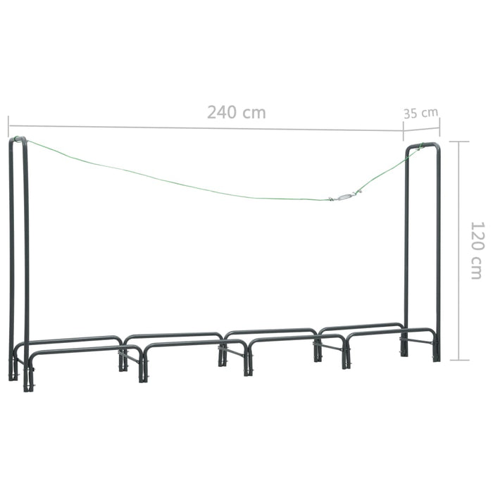 Vedstativ antrasitt 240x35x120 cm stål