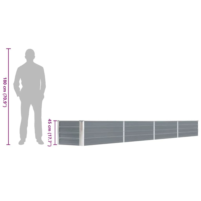 Høybed galvanisert stål 320x40x45 cm grå