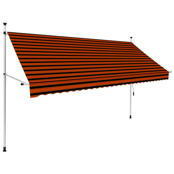 Manuell uttrekkbar markise 300 cm oransje og brun