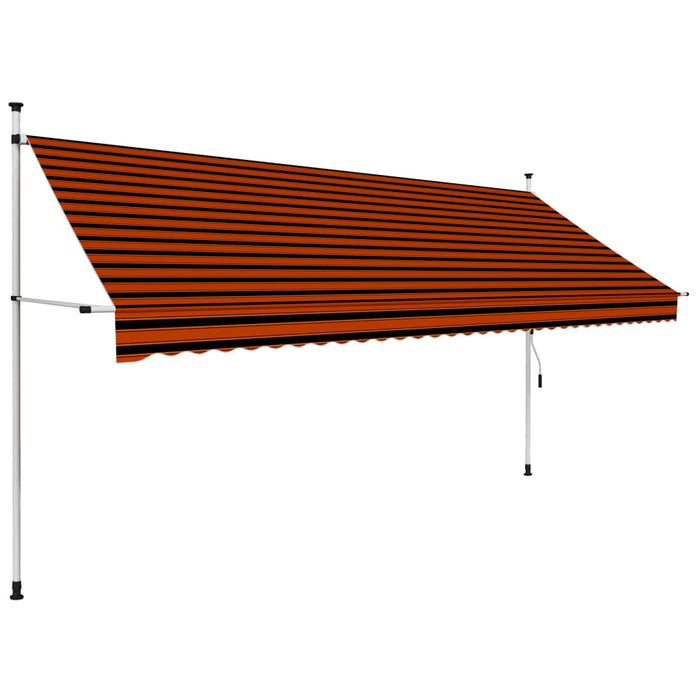 Manuell uttrekkbar markise 350 cm oransje og brun