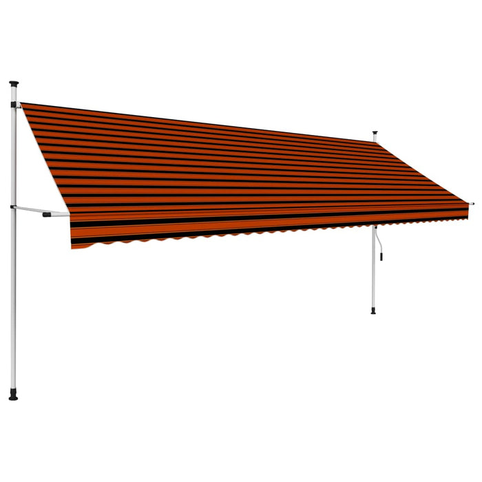 Manuell uttrekkbar markise 400 cm oransje og brun