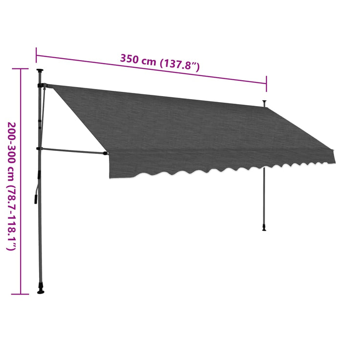 Manuell uttrekkbar markise med LED 350 cm antrasitt