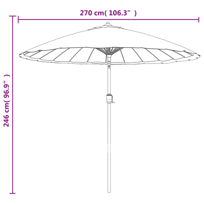 Parasoll med aluminiumsstang 270 cm gråbrun