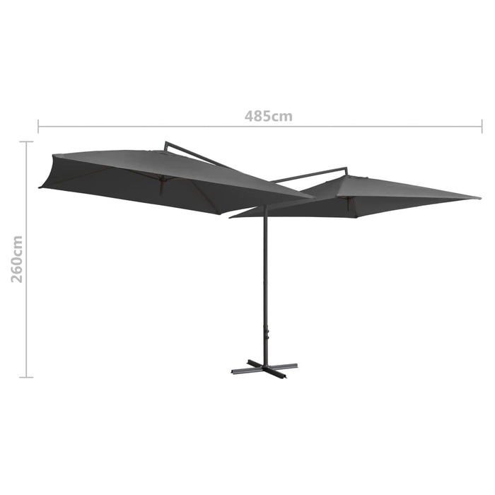 Dobbel parasoll med stålstang 250x250 cm antrasitt