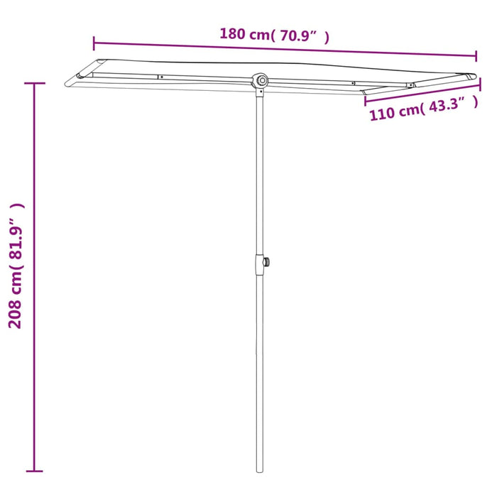 Parasoll med aluminiumsstang 180x110 cm grønn