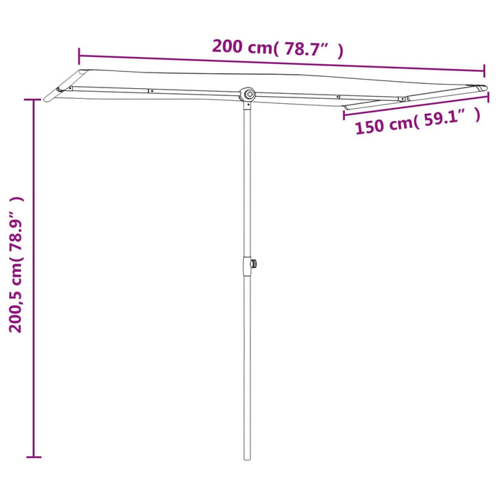 Parasoll med aluminiumsstang 2x1,5 m grønn