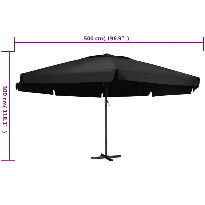 Parasoll med aluminiumsstang 500 cm svart