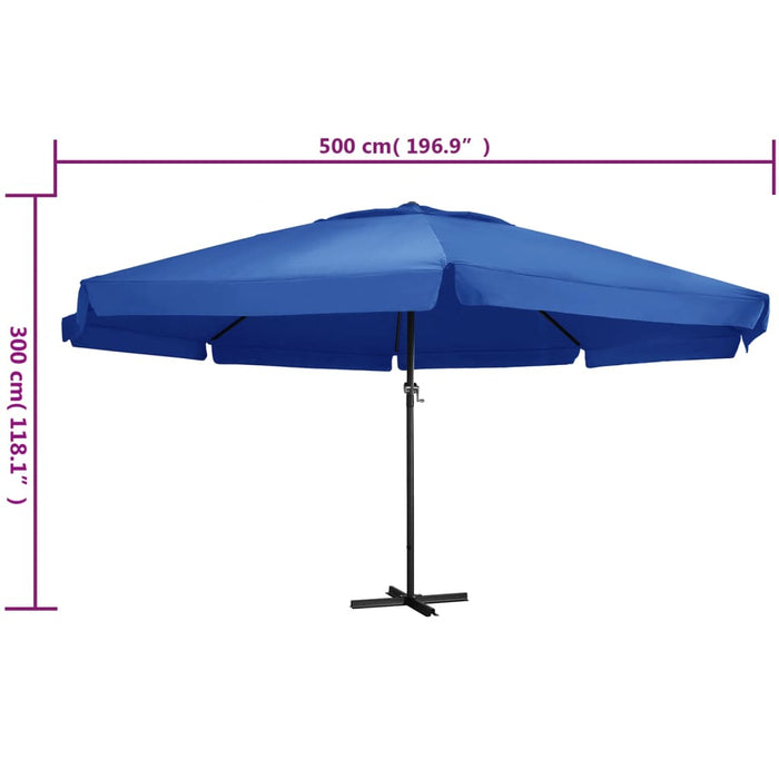 Parasoll med aluminiumsstang 500 cm asurblå