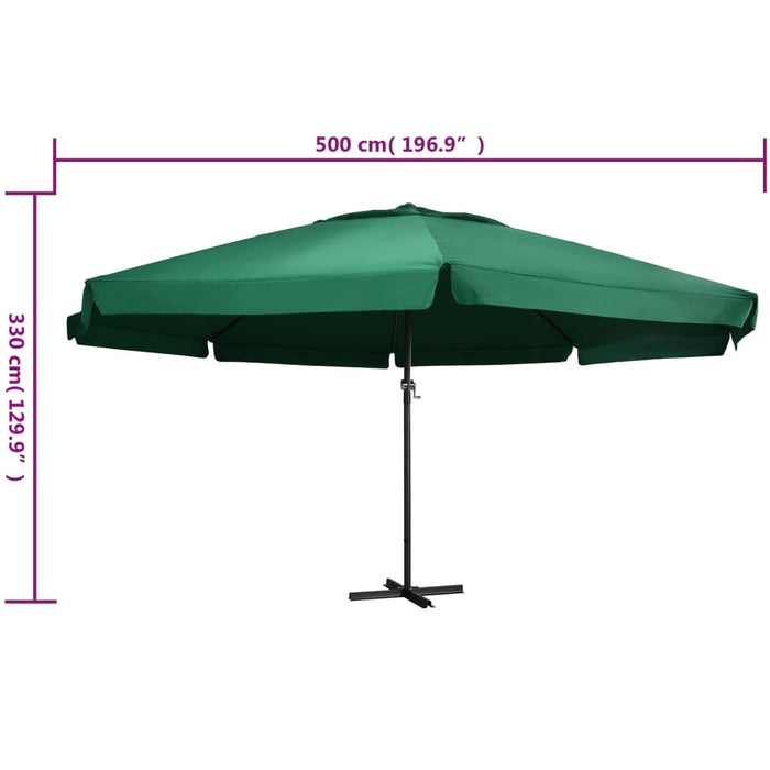 Parasoll med aluminiumsstang 600 cm grønn