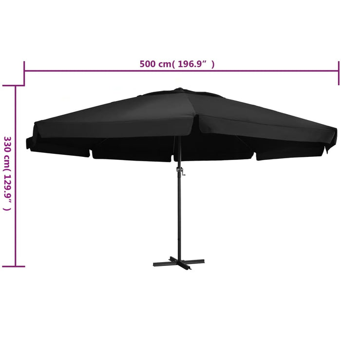 Parasoll med aluminiumsstang 600 cm svart