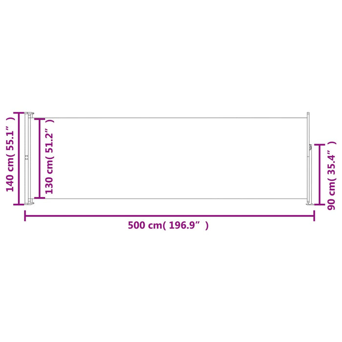 Uttrekkbar sidemarkise 140x500 cm grå