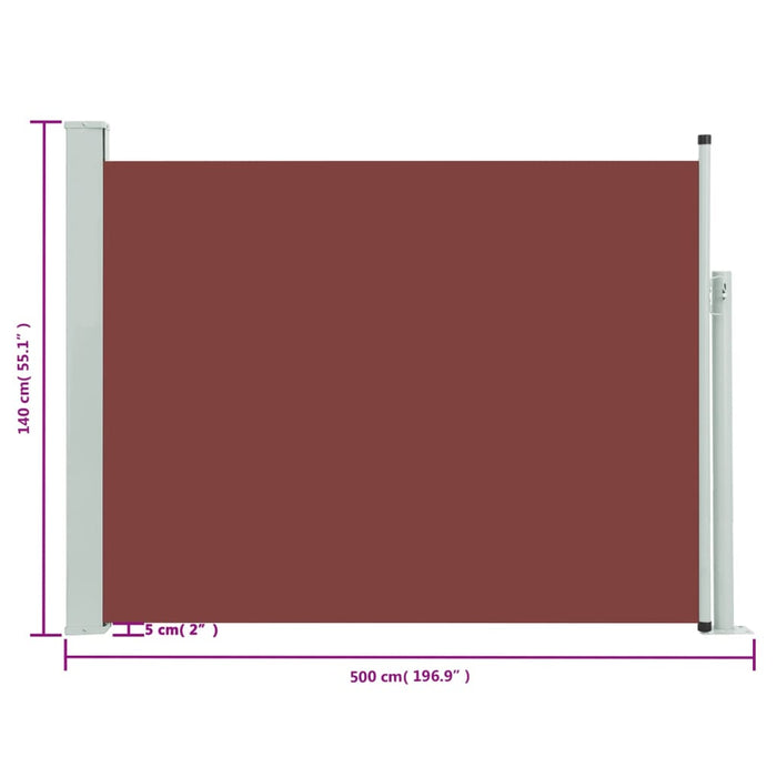 Uttrekkbar sidemarkise 140x500 cm brun