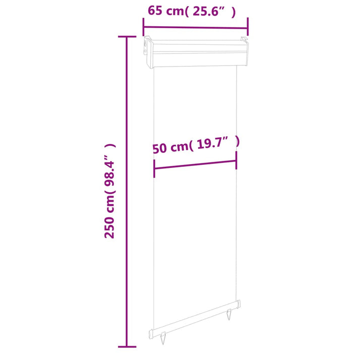 Sidemarkise for balkong 60x250 cm brun