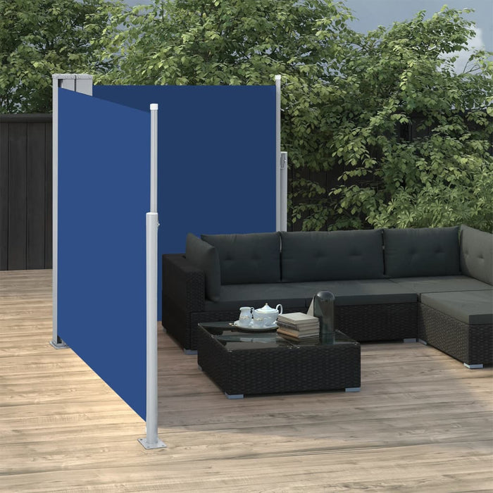 Uttrekkbar sidemarkise 170x600 cm blå