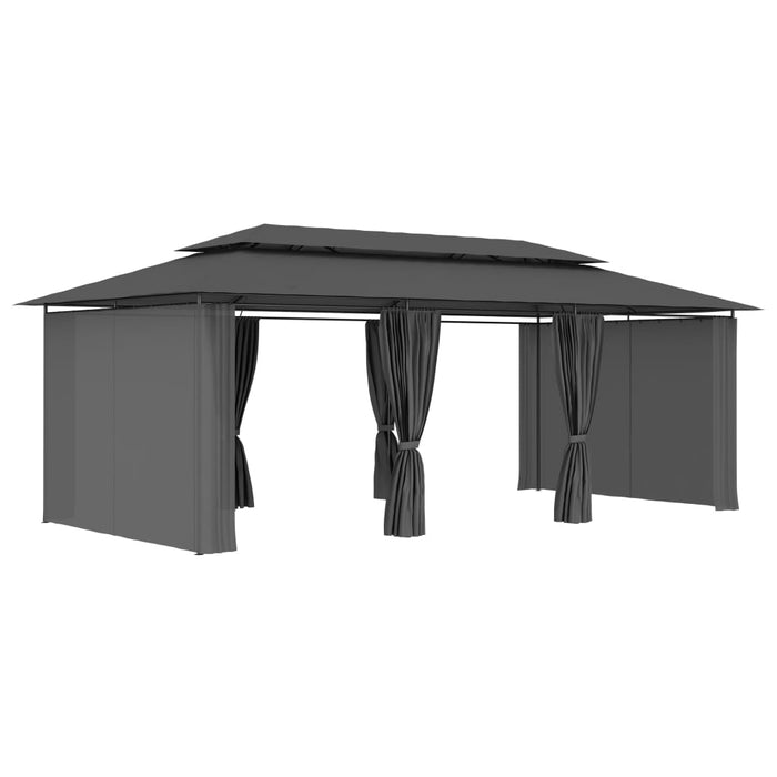 Paviljong med gardiner 600x298x270 cm antrasitt