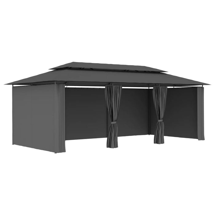 Paviljong med gardiner 600x298x270 cm antrasitt