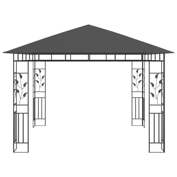 Paviljong med myggnett 3x3x2,73 m antrasitt 180 g/m²