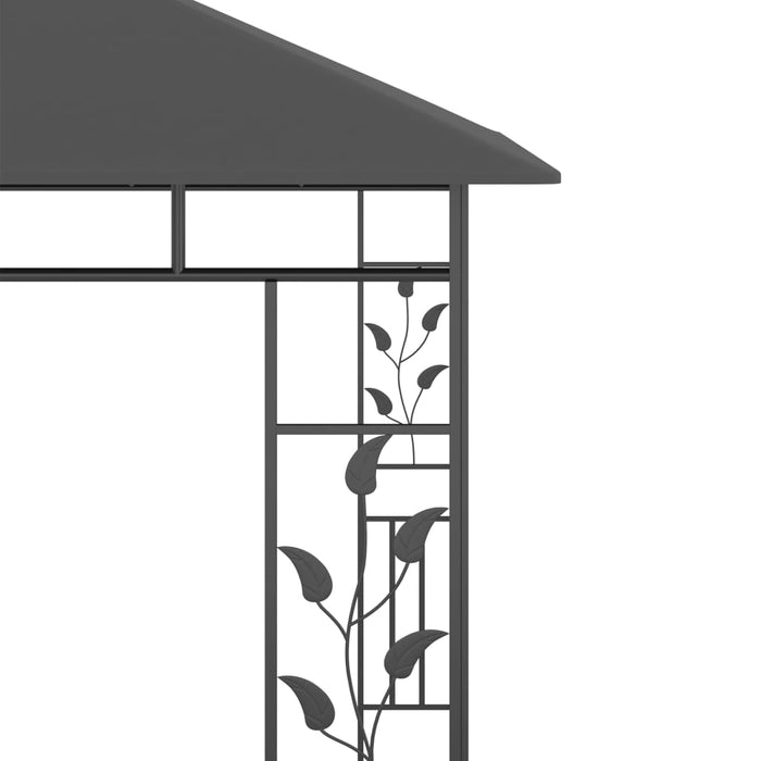 Paviljong med myggnett 3x3x2,73 m antrasitt 180 g/m²